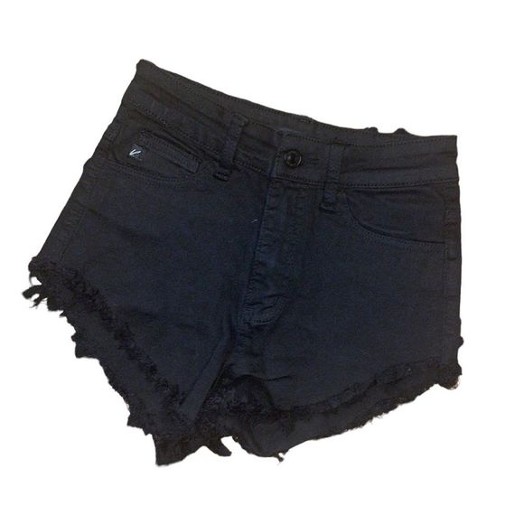 •KANCAN•NWT HIGH WAISTED BLACK DISTRESSED RAW EDGE HEM SHORTS SIZE 0/23 - Picture 1 of 7